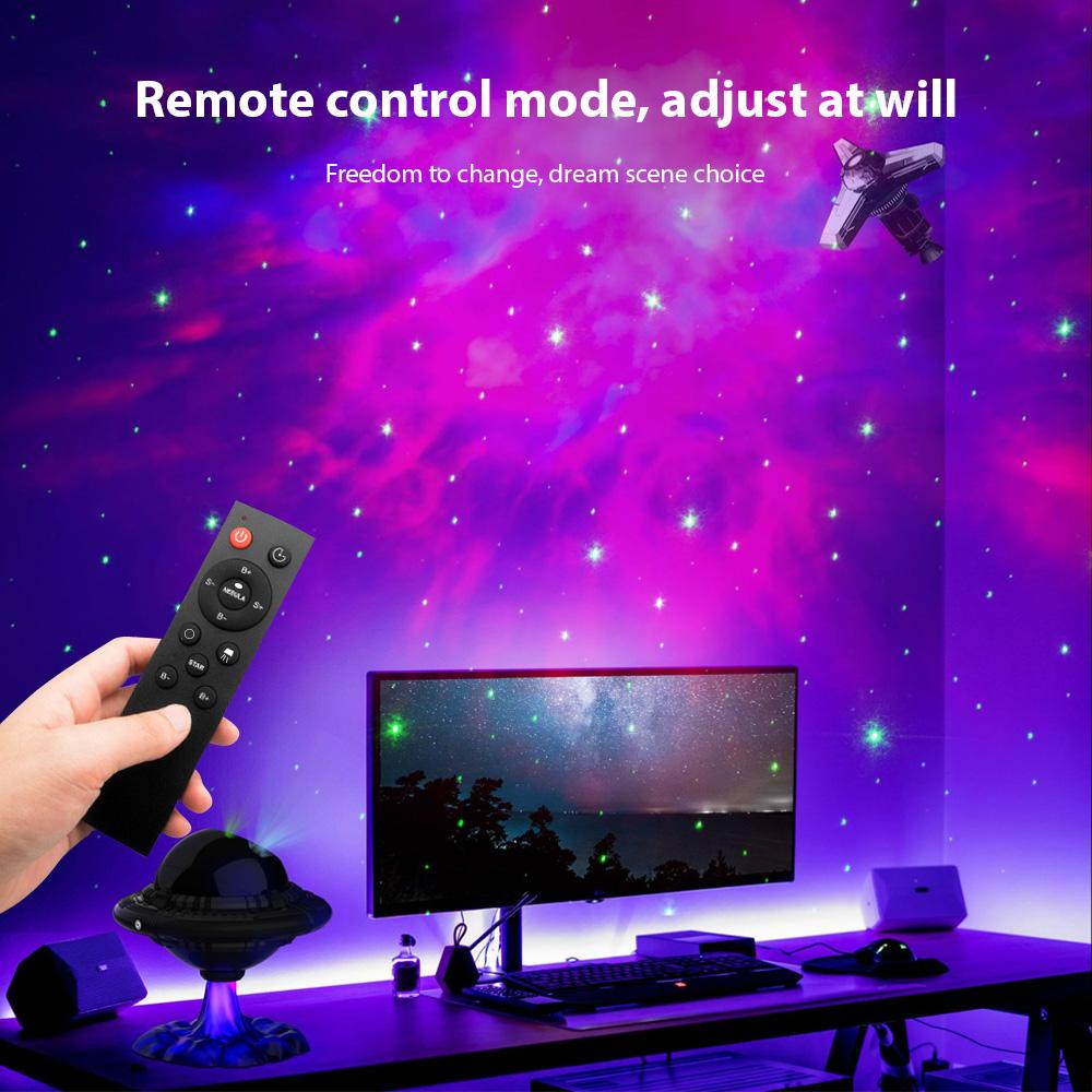 Night Lights Star Projector Flying Saucer Shape Ornaments Projector Atmosphere Lamp with Remote