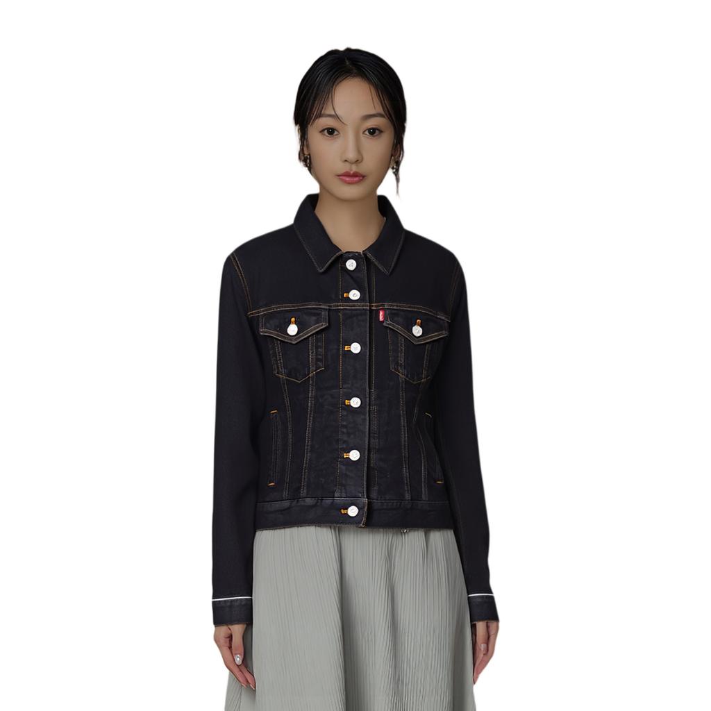 Levis Casual Comfortable Slim Fit Single Breasted Long Sleeve Denim Jacket Women Jackets Dark-Blue 29945-0236
