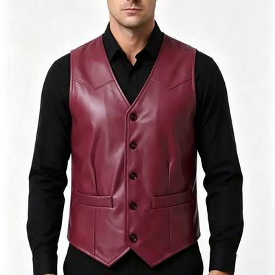 Gilet da uomo in pelle PU Slim Fit Giacca casual senza maniche