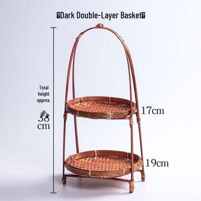 Multi-layer Bamboo Handheld Fruit & Pastry Basket