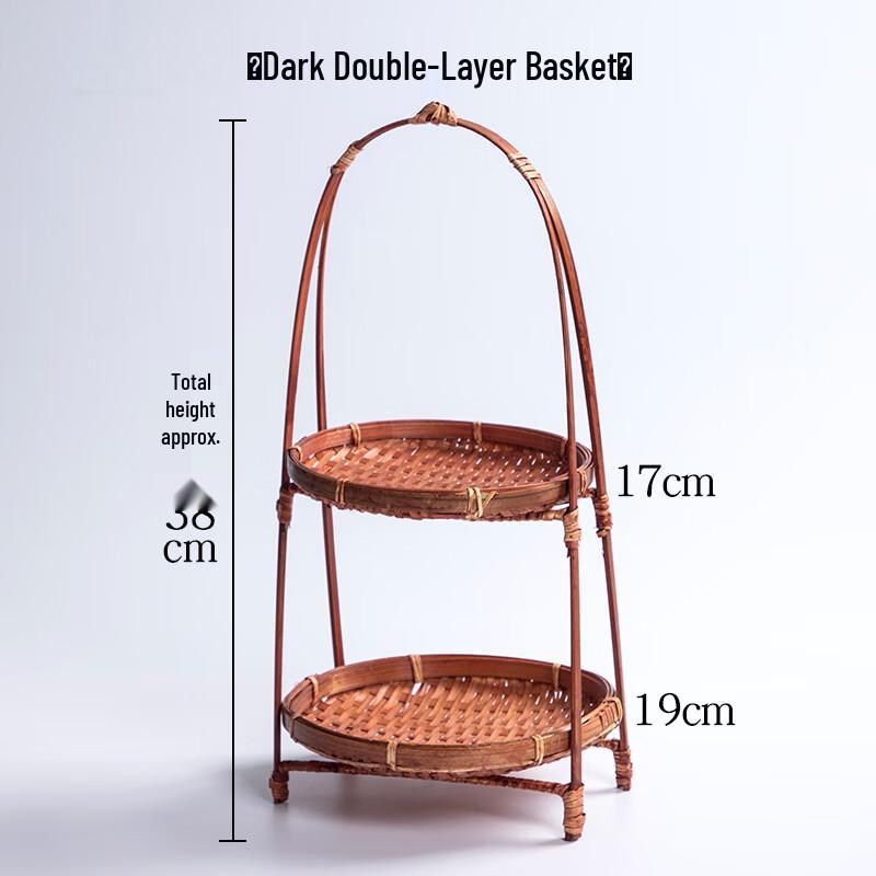 Multi-layer Bamboo Handheld Fruit & Pastry Basket