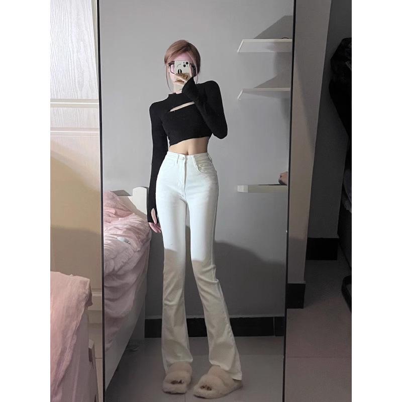 Plus Size Women s High Waist Black Fleece-Lined Flare Jeans - Stretchy Slimming Bootcut for Autumn/Winter 4XL