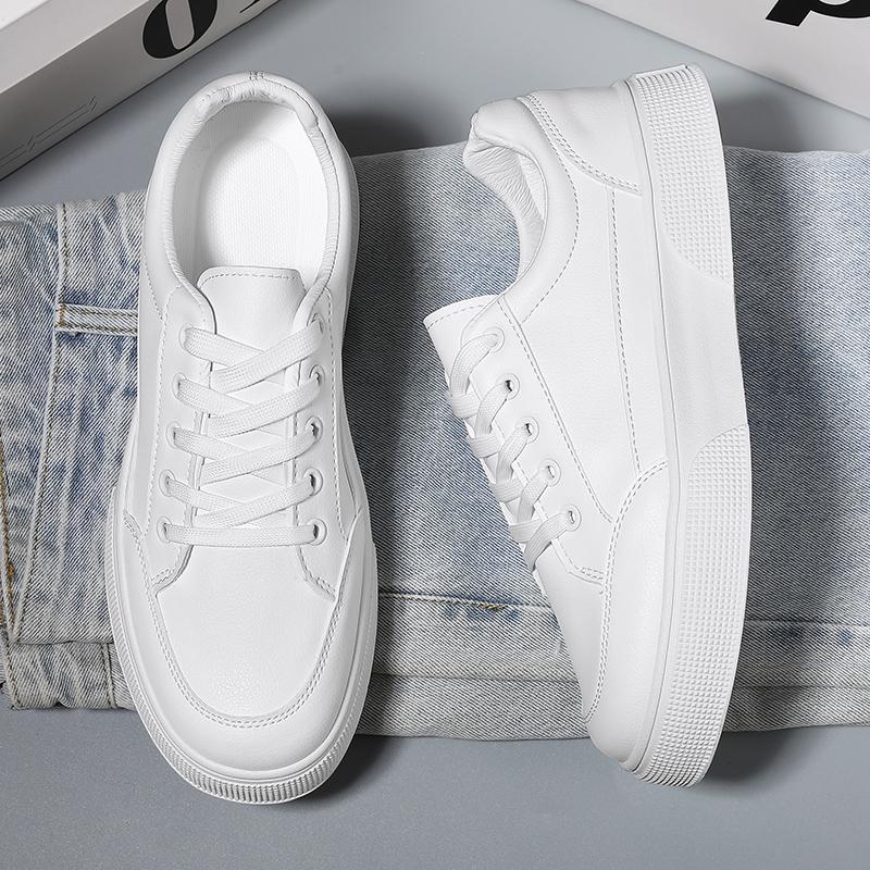 Men's Leather Casual Shoes Fashion Comfortable Lace-up Sneakers Shoes Classic All-match Sport Shoes Soft Low Top Business Shoes