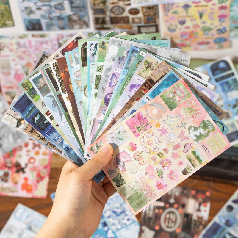 30-Sheet Japanese Vintage-Style Sticker Book, Retro Old-School Designs for Journal & Craft Decor