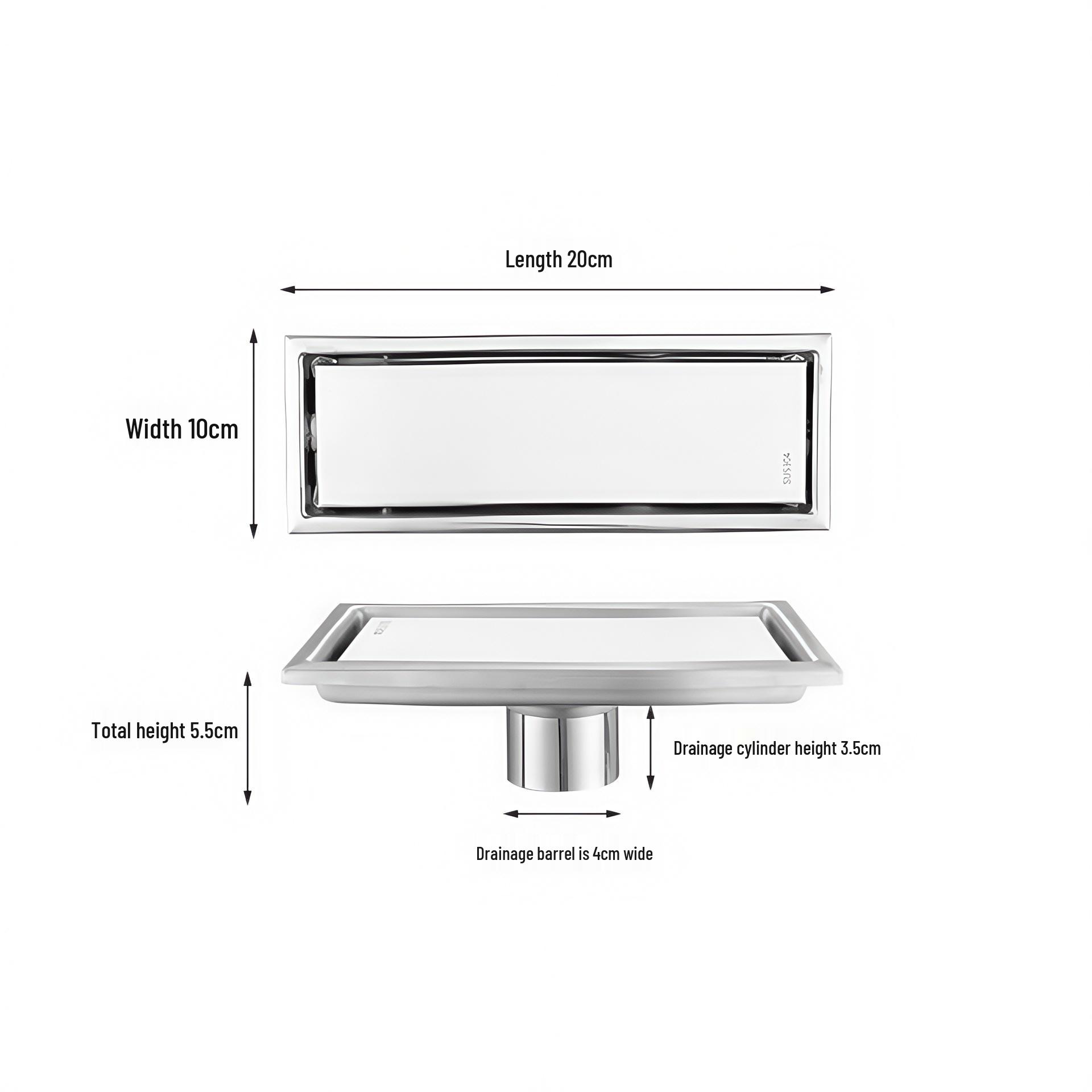 

Gold Rectangular 304 Stainless Steel Concealed Floor Drain - Anti-odor Bathroom Drainage Pipe