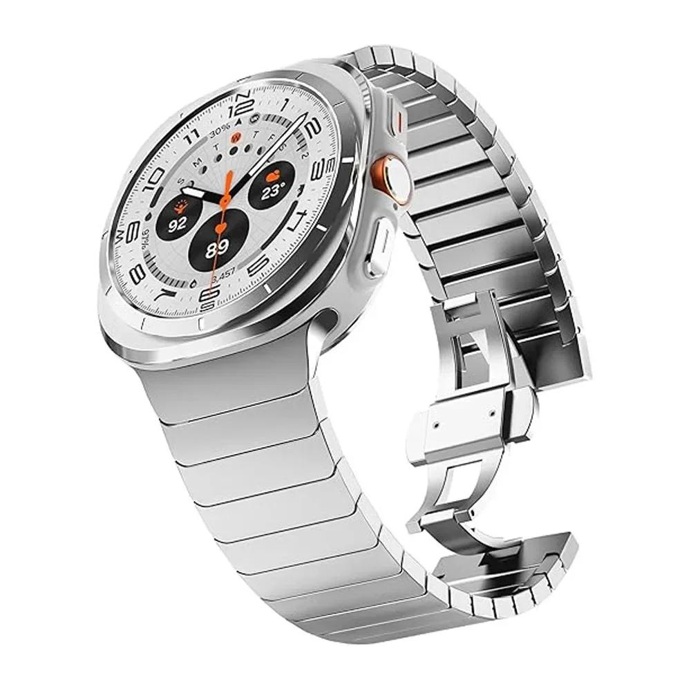 

MEN Stainless Steel Strap for Samsung Galaxy Ultra Titanium Color Band for Samsung Galaxy Ultra 47mm Butterfly Buckle Bracelet Galaxy Ultra 47mm срібний