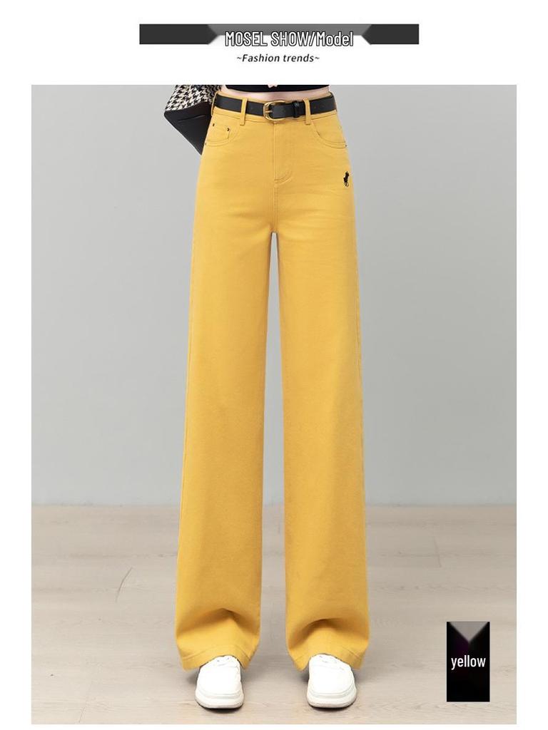 Women’s High-Waisted Yellow Wide-Leg Floor-Length Jeans - Spring 2026 Edition