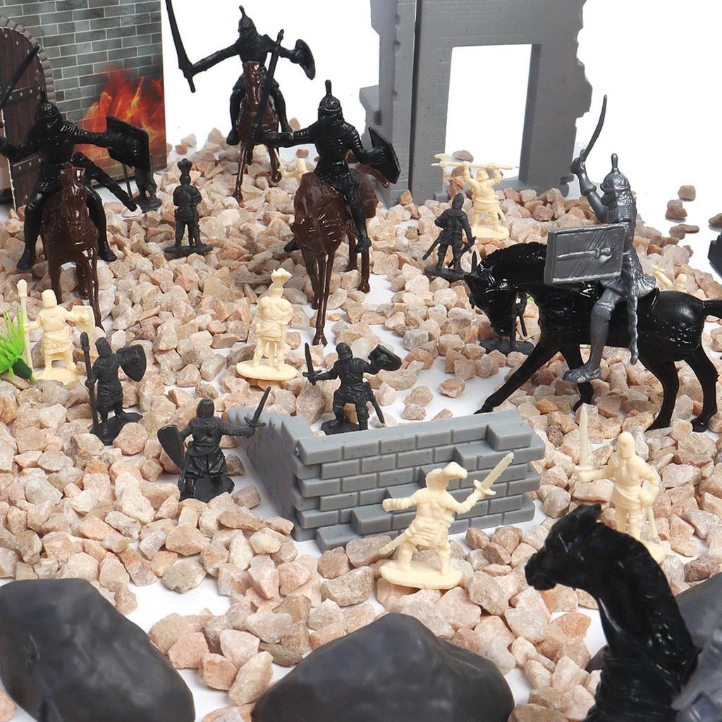 DIY Medieval Castle Building Knight Horse Military Model Medieval Military Plastic Fortress Model Kit for Boys