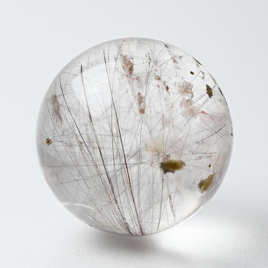 Eigado Red Rutilated Quartz Gold Needle Good Power Amulet for Financial and Career Luck Sphere, 36mm, 66g, Quartz, Fortune, Stone,