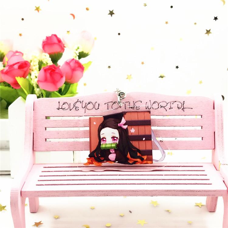 Anime Games Key Rings Demon Slayer Cartoon Character Acrylic Keychain Metal Decoration Accessory Gift Pendant