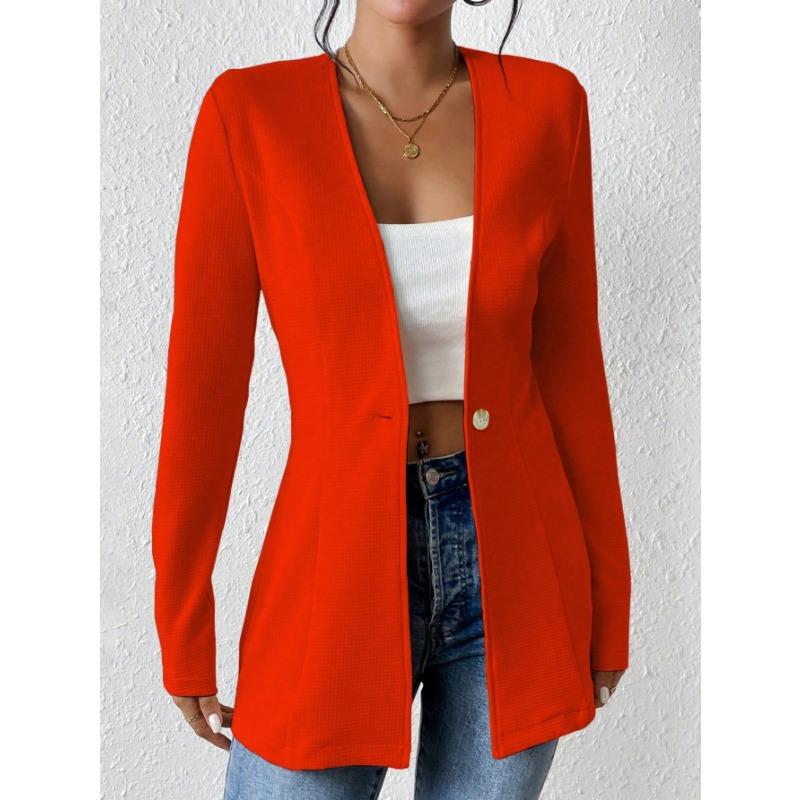 DAFIFY Women's Fashion Casual Solid Color Print Autumn Winter Long Sleeve Jackets & Coats