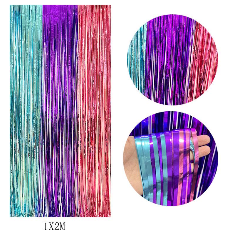 Color-Block Tinsel Curtain 1x2m - Festive Background for Christmas, Halloween, and Birthdays