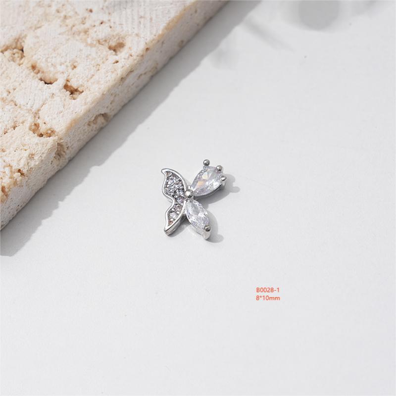 LZ16 Luxury Metal Butterfly Zircon Nail Jewelry