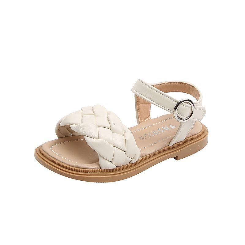 Girls' Fashion Woven Sandals Soft-Sole Open-Toe Princess Shoes for Toddlers Elegant Youth Shoes Cute Girls Sandals