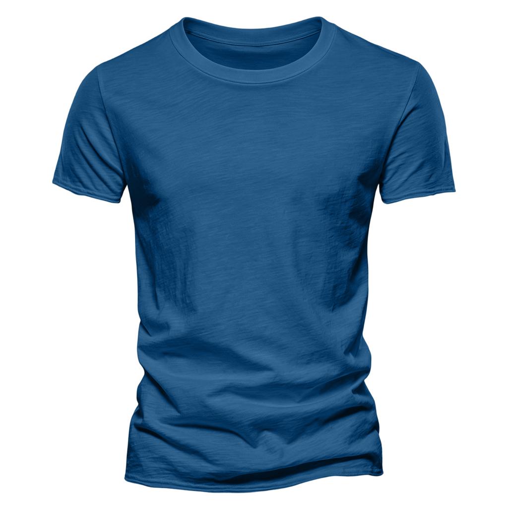 Men's Color Cotton Round Neck Short Sleeved T-shirt