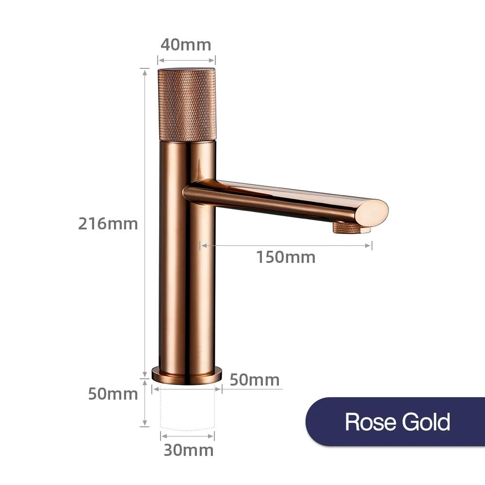 Knurled Faucet Matte Gold Basin Faucet Bathroom Tap Single Handle Hot and Cold Sink Faucet Knurled Mixer Brass Material
