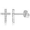 Stylish 6MM Stainless Steel Zircon Cross Earrings