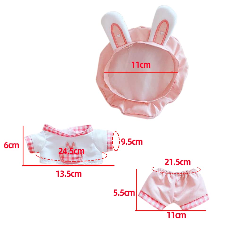 Niannyyhouse 20cm Doll Clothes for Stuffed Animals, Hat + Shirt + Vest + Shorts + Shoes + Packet, 6-piece Set, Cool Rabbit Clothes, Cotton Doll