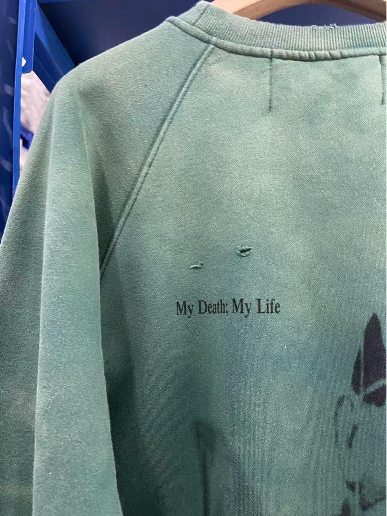 RICH KIDS SS25 Depressed Distressed Bluza z okrągłym dekoltem: Moja Śmierć Moje Życie