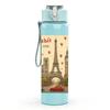 1PC Paris Eiffel Tower Retro Card 750ml Color Plastic Sports Water Bottle Leakproof Flip Straw Lid For Sports Office Home Use