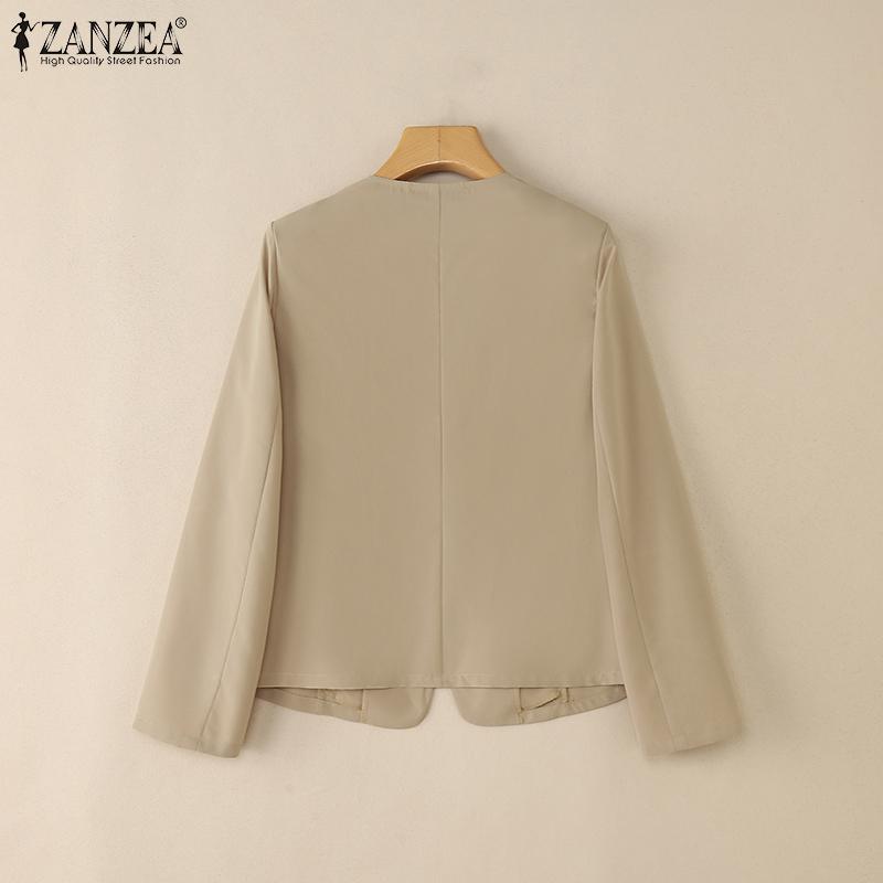 ZANZEA Cardigan casual pentru femei cu mânecă lungă și decolteu în V, culoare uni