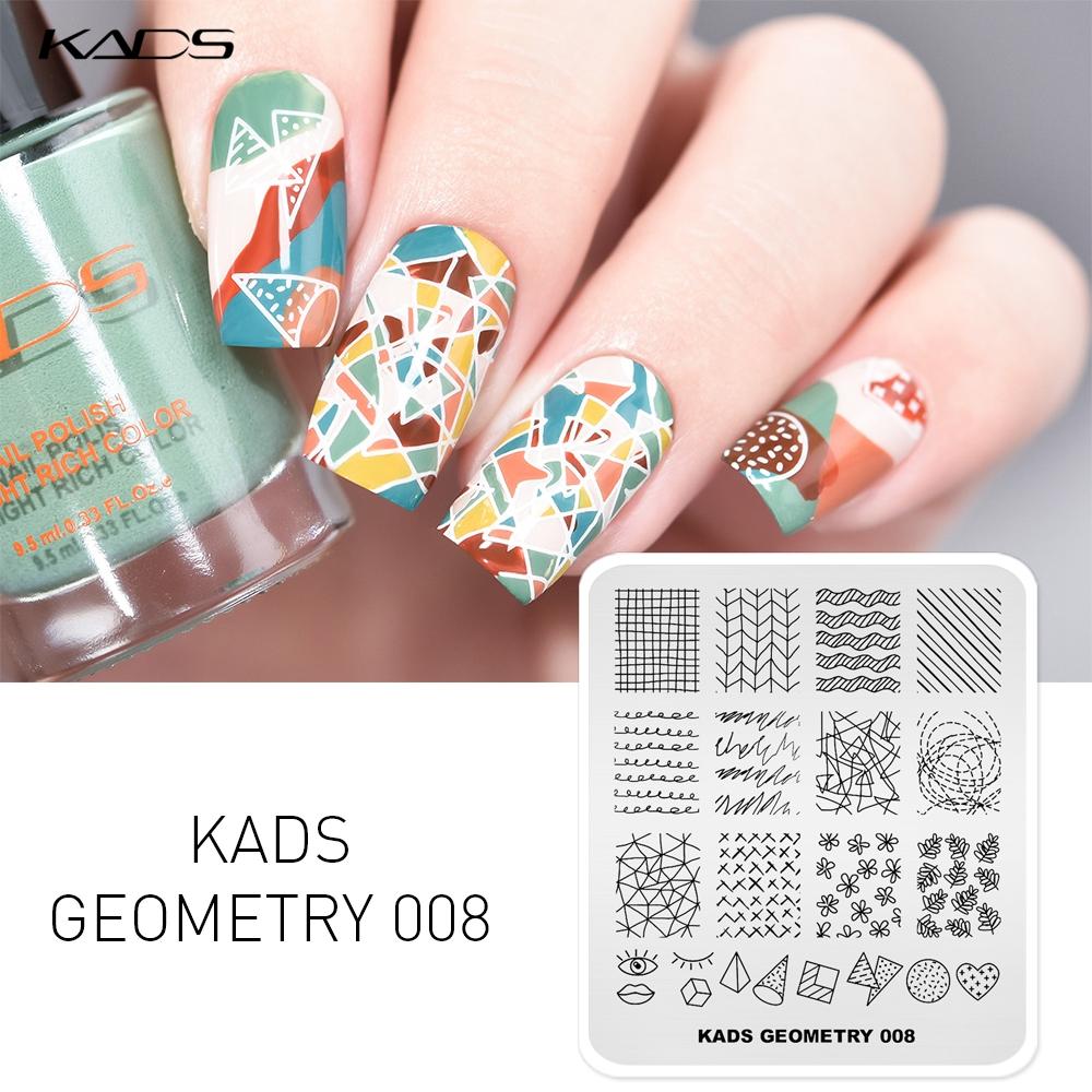 kads Geometry 3D Image Nail Stamping Plates Geometric Shape Nail Art Design Stamp Stencil Nails Tools Stamping Plate
