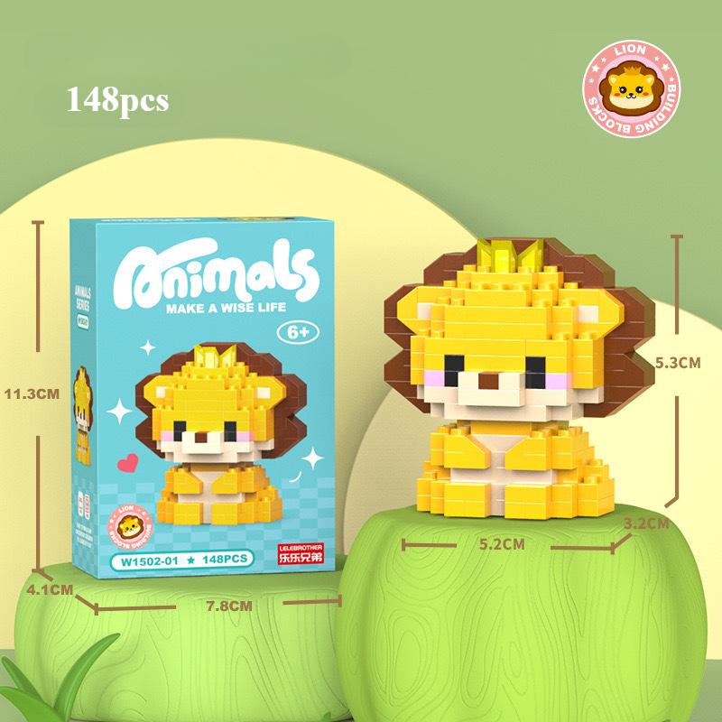 Children Micro Building Block Toy Mini Cartoon Animals Puzzle Assembling Bricks Table Decoration Toys for Kids Christmas Gifts