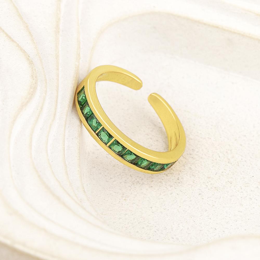 Nidin Hot Sale Inlaid Zircon Open Rings Adjustable 2 Colors For Women Girl Anniversary Party Finger Jewelry Accessories Gifts