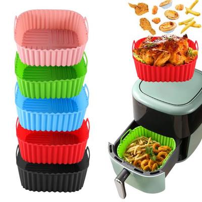 Panier et Plateau en Silicone pour Friteuse à Air, Doublures Réutilisables en Silicone pour Friteuse à Air