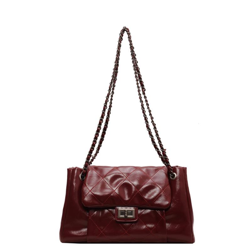 

Wandering bag women 2025 new fashion messenger bag diamond flip bag chain bag texture large capacity commuter bag красный