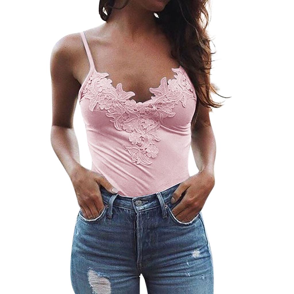 Women's Fashion Sexy Sleeveless Lace Patchwork Tank Tops Beach Wear Blouse