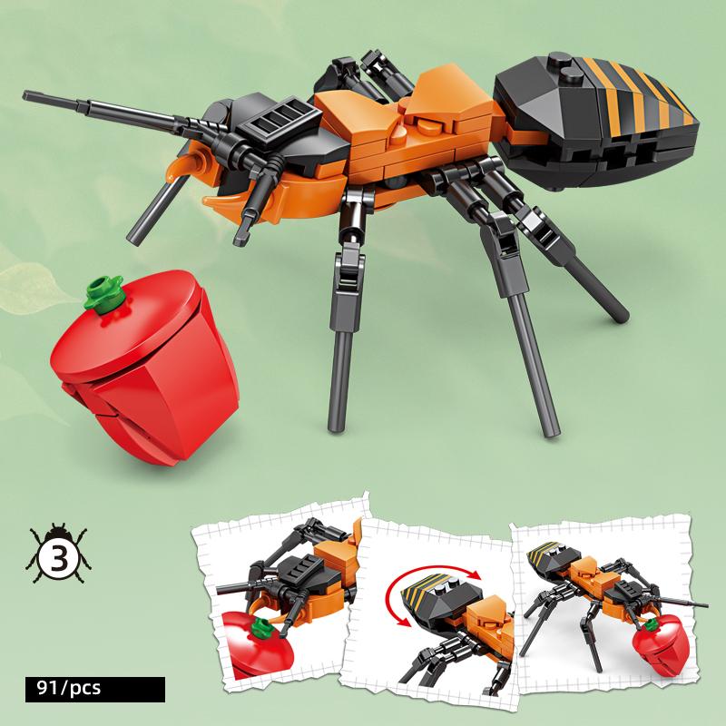 Seria Historyjki o Owadach Klocki Pszczoła Ważka Biedronka Ślimak Mini Model Klocki Dekoracja na Biurko Prezenty Świąteczne dla Dzieci