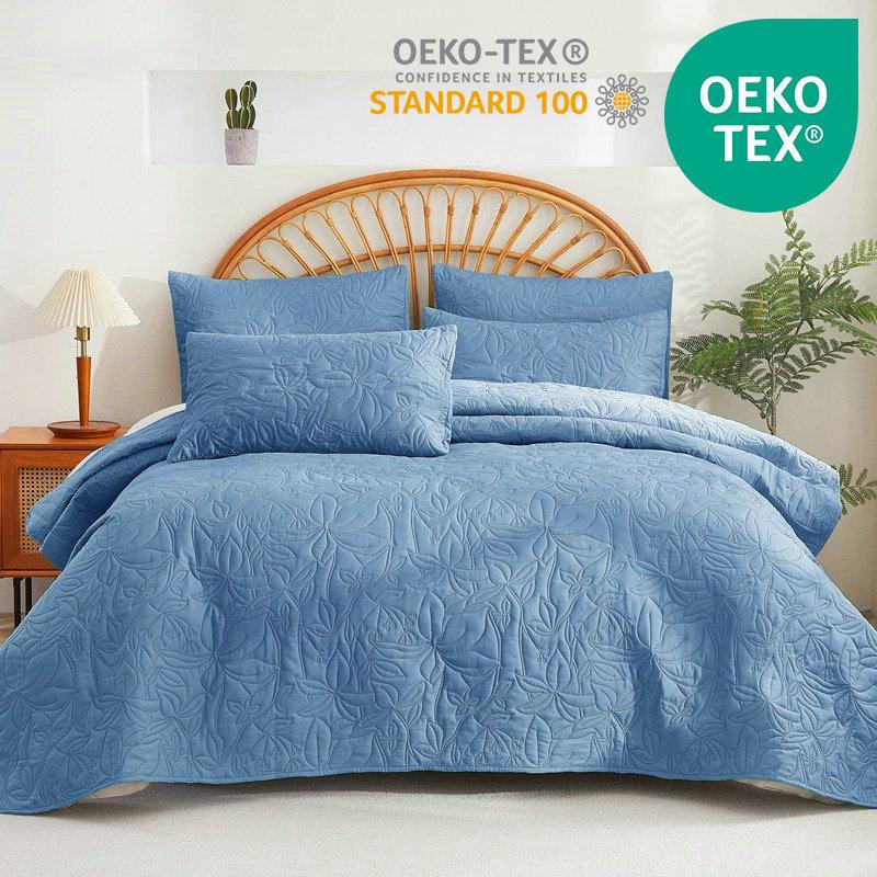 Soft Ultrasonic Solid Color Bed Cover Set - Dustproof Single Mattress Protector Twin: 66*90in cover, 20*30in pillows