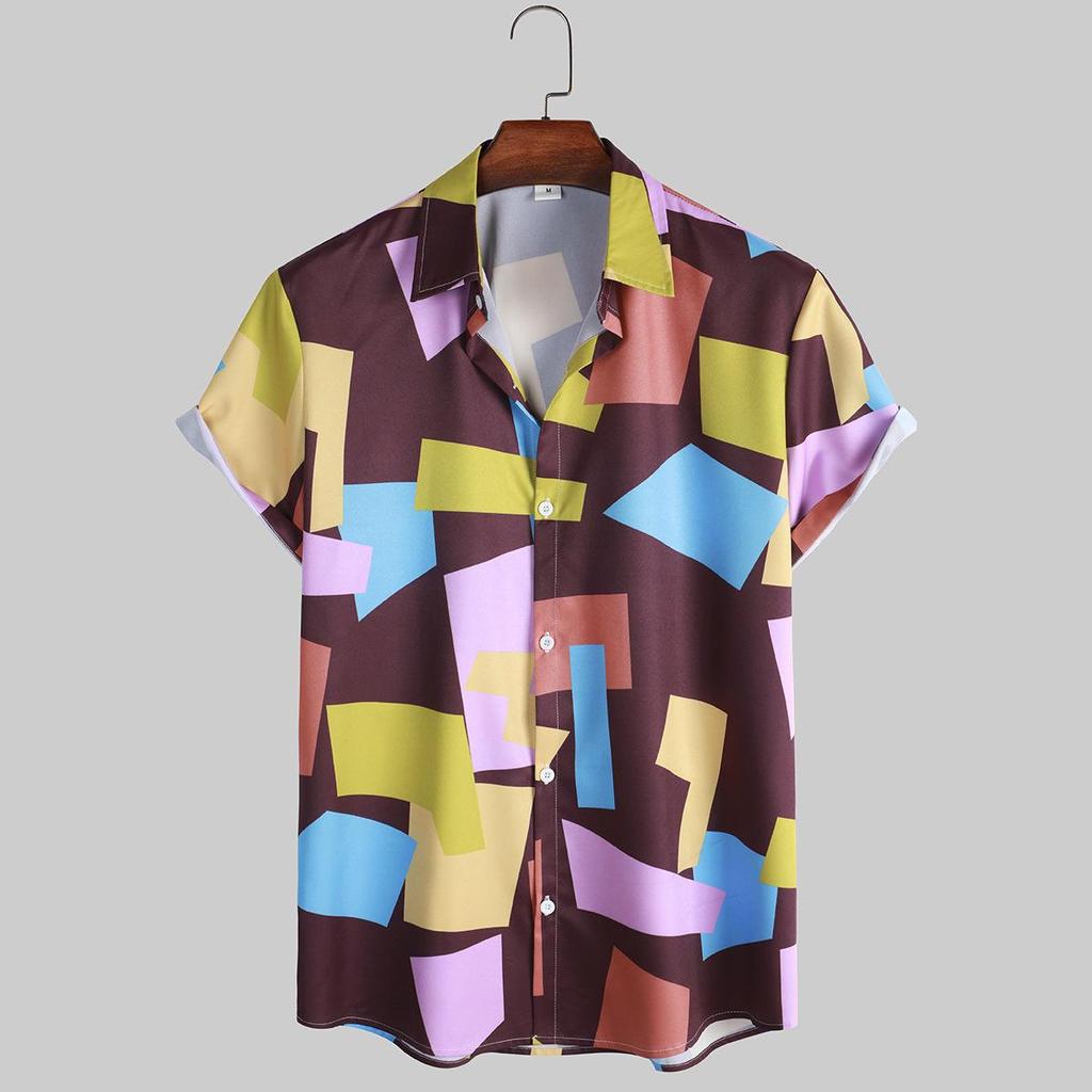 Men's Geometric Short Sleeve Casual Shirt - Summer 2022 Collection