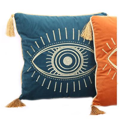 [A1425] – Türkises Samtkissen „Eye“ – 40 x 40 cm