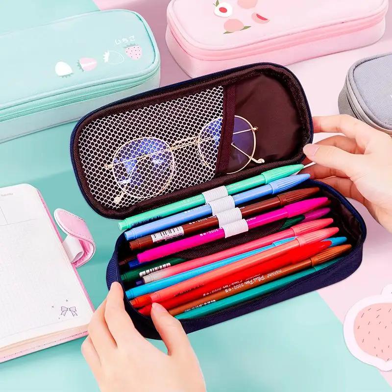 Minimalist Student Stationery Storage Fruit Pencil Case Oxford Cloth Pen Bag Large Capacity School Supply