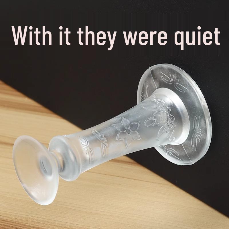 Silicone Floor-Mount Anti-Collision Door Stop: No-Drill Suction Cup Bumper & Catch for Bathrooms
