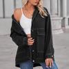 Women's Fashionable Versatile Classic Retro Solid Color Lapel Long Sleeved Pocket Loose Denim Jacket