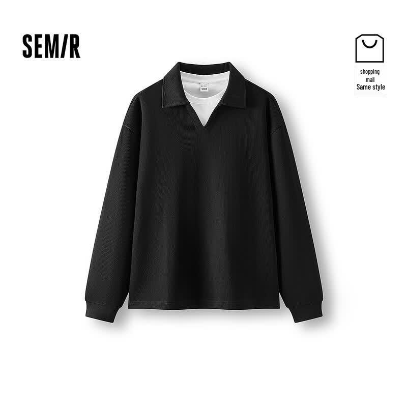 Semir Men s Faux Two-Piece Knit Polo Sweatshirt M