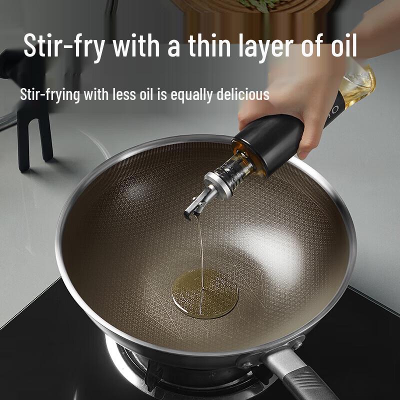 Chuidahuang 316L Double Titanium Honeycomb Non-Stick Stainless Steel Wok