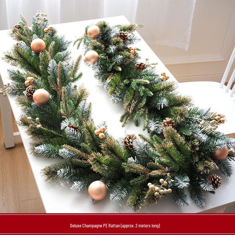 2025 Christmas Encrypted Rattan Wreath Hanging Ornaments for Door & Wall with Snow Scene Decor