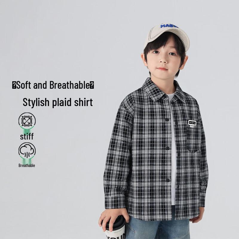 Boys  Plaid Cotton Blend Shirt Jacket 120