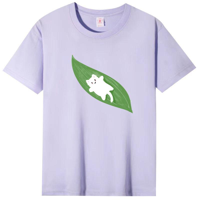 Damen Sommer Beliebtes Kurzarm-T-Shirt Baumwolle Atmungsaktiv Lockeres Oberteil Bedrucktes T-Shirt Lässig