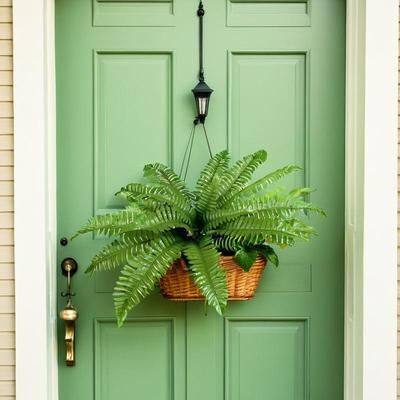 Simulation Green Plants Big Persian Leaves Green Leaves Fern Plants Bundle Hotel Road Guide Outdoor Grass Greening Scene