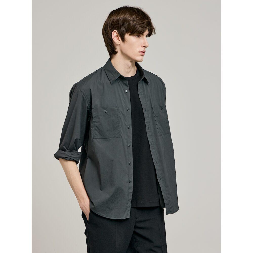 GLXY (GALAXY LIFESTYLE) Glxy [Galaxy Lifestyle][Sammu Clothing] Nylon Stretch Overshirt Ash