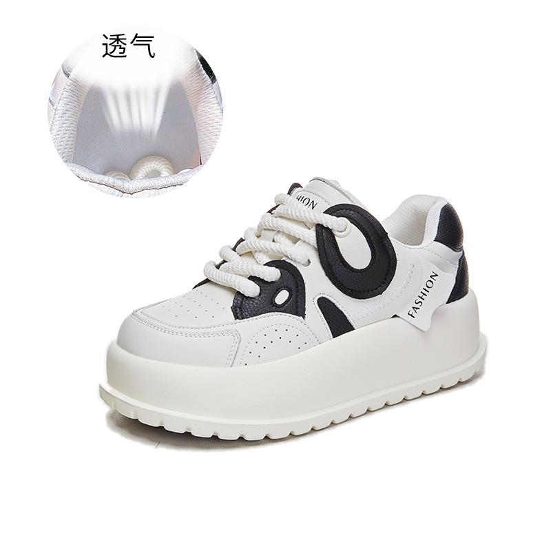 

Suction film sole leather little white shoes 2025 spring new big head bread shoes versatile ugly cute panda shoes casual women s shoes 40 бежевый