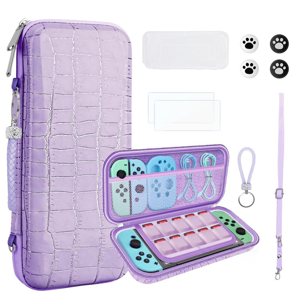 QearFunXD přepínač úložný prostor pro přepínače sklo OLED velký vhodný pro krokodýlí vzor taška pouzdro, pouzdro, sada, fólie, kompatibilní, kapacita, nárazuvzdorný