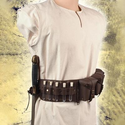 Middelalderlig Steampunk Vintage Læderbælte Cosplay Ridder Halloween Kostume Tilbehør Lædertaske