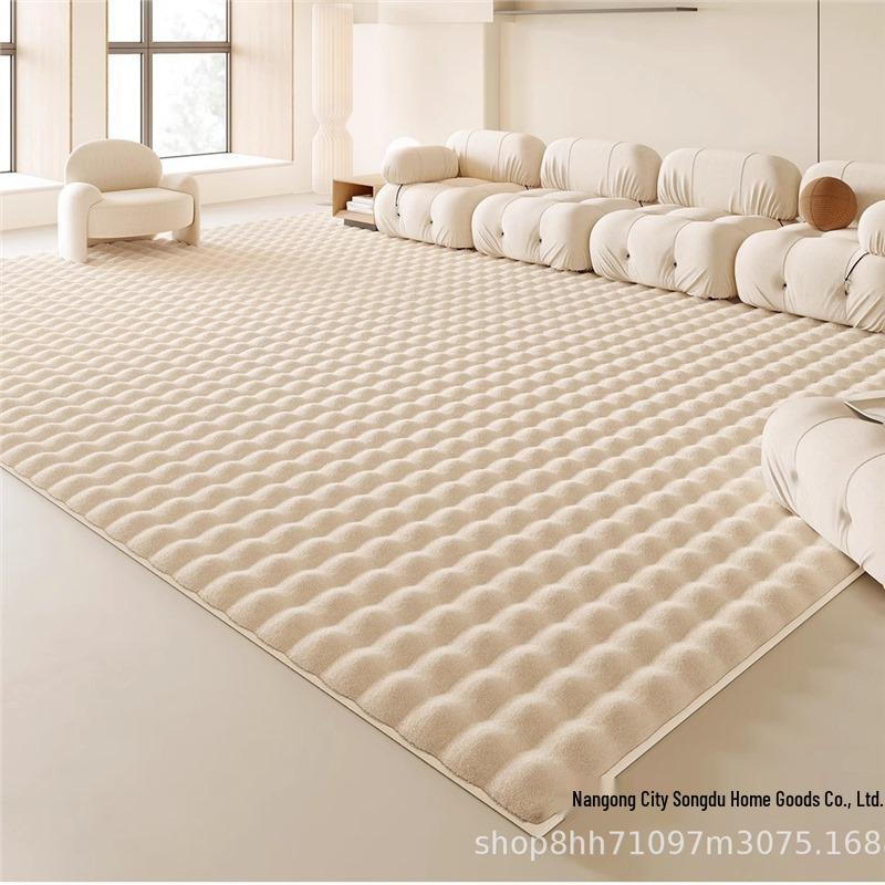 2024 Cream Bubble Faux Rabbit Fur Rug for Living Room, Sofa, Bedroom, and Bay Window - Winter Floor Mat and Cushion