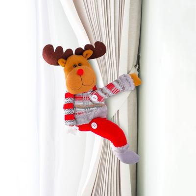 Magic Tape Christmas Curtain Tieback Plush Santa Claus Window Curtain Buckles Cartoon Tied Belt Curtain Holders Home Decor